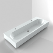 Doppel-Waschbecken Slimline 1000x380 mm, mit zwei Öffnungen für die Armatur