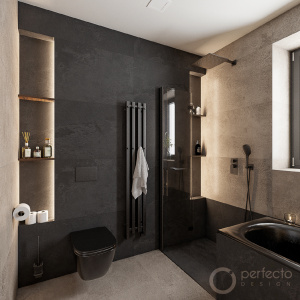Badezimmer - Entwurf - Pohled na sprchový kout a toaletu