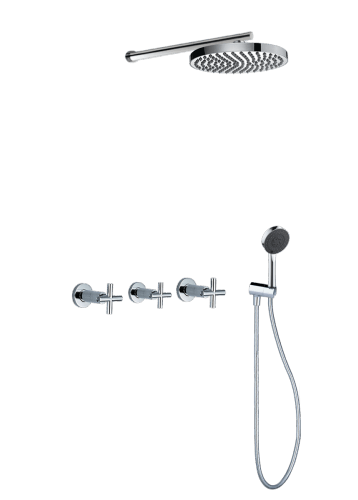 Dusch Set CAE 030, Unterputz, Zweigriff-Wasserhahn, Kopfbrause 254 mm