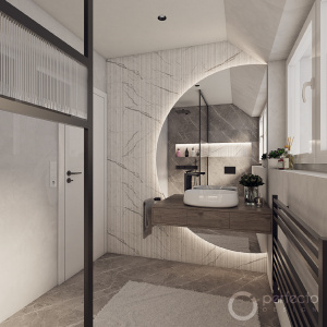 Badezimmer - Entwurf - Pohled od toalety k umyvadlu