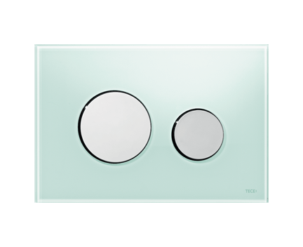 TECE Loop WC-Betätigungsplatte Glas für Zweimengentechnik, mintgrün/chrom glänzend
