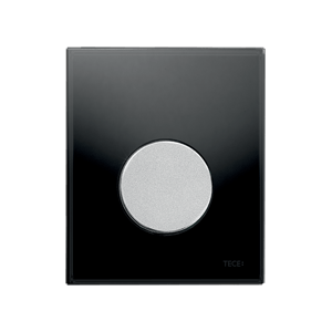 Urinal-Betätigungsplatte Loop mit schwarzem Glas und Tasten aus mattem Chrom