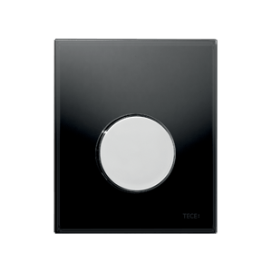 Urinal-Betätigungsplatte Loop mit schwarzem Glas und Tasten aus poliertem Chrom