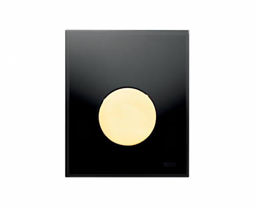 Urinal-Betätigungsplatte Loop mit schwarzem Glas und goldene Taste (Kunststoff)