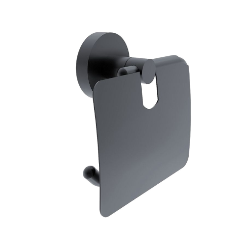 Toilettenpapierhalter Unix mit Deckel | Schwarz