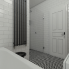 Retro Badezimmer SCHWARZWEISS - Pohled z vany na sprchu