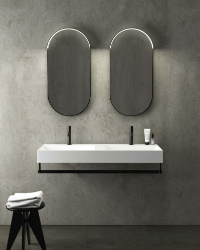 Doppelwaschbecken T-EDGE | 1200 x 470 x 120 | an der Tafel oder hängend | Peperoni Grigio matt
