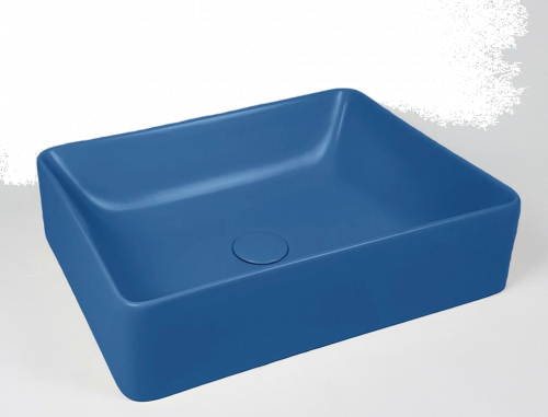 Waschtisch Slim | 600 x 380 x 130 mm | aufsatz | rechteckig | Blau matt